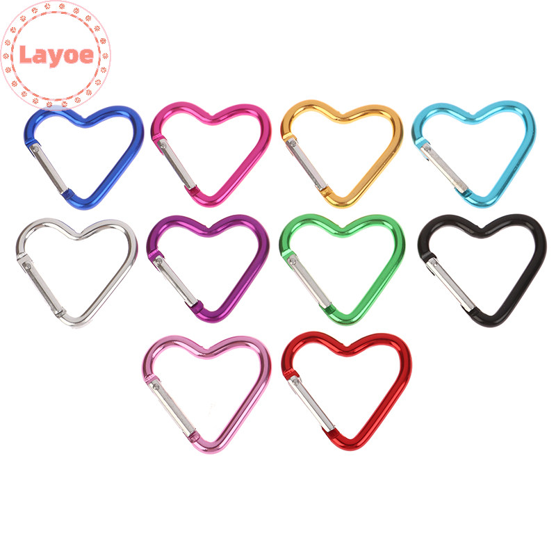 Layoe 1 ชิ้นรูปหัวใจอลูมิเนียม Carabiner Key Chain คลิปกลางแจ้ง Keyring Hook ขวดน้ําแขวนหัวเข็มขัดอุปกรณ์เสริม TH