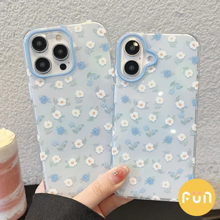 Ins ดอกไม้ดอกไม้ IMD Mobile Case ใช้งานร่วมกับ iPhone 16 15 14 13 Pro Max 16Pro พร้อม Bowknot Chain Big Hole Shock ทนปกหลัง