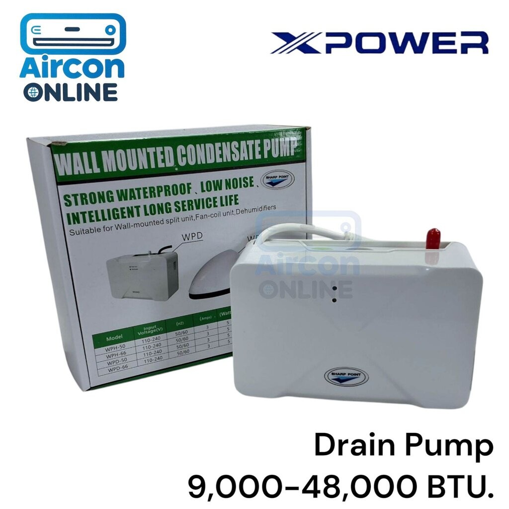 ปั๊มเดรนน้ำทิ้ง X-Power แอร์ทั่วไป ขนาด 9,000-48,000 BTU. แรงดันสูง 15 เมตร เงียบ ทน ทำความสะอาดง่าย ประกันตลอดอายุ !!!