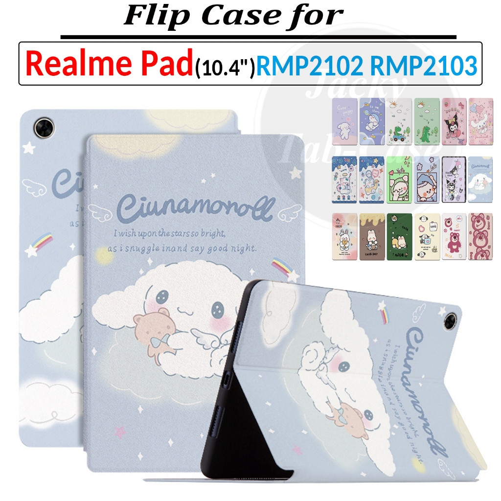 สําหรับ Realme Pad 10.4 นิ้ว RMP2102 RMP2103 แท็บเล็ต LTE Wi-Fi แฟชั่นน่ารักการ์ตูนกรณีลื่น PU หนังฝาครอบขาตั้ง