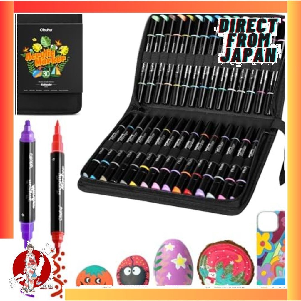【Direct from Japan】Ohuhu acrylic marker Pen 30 สีตัวหนาและอะคริลิคสีดีเครื่องหมายสีทึบน้ำปากกาหินไข่