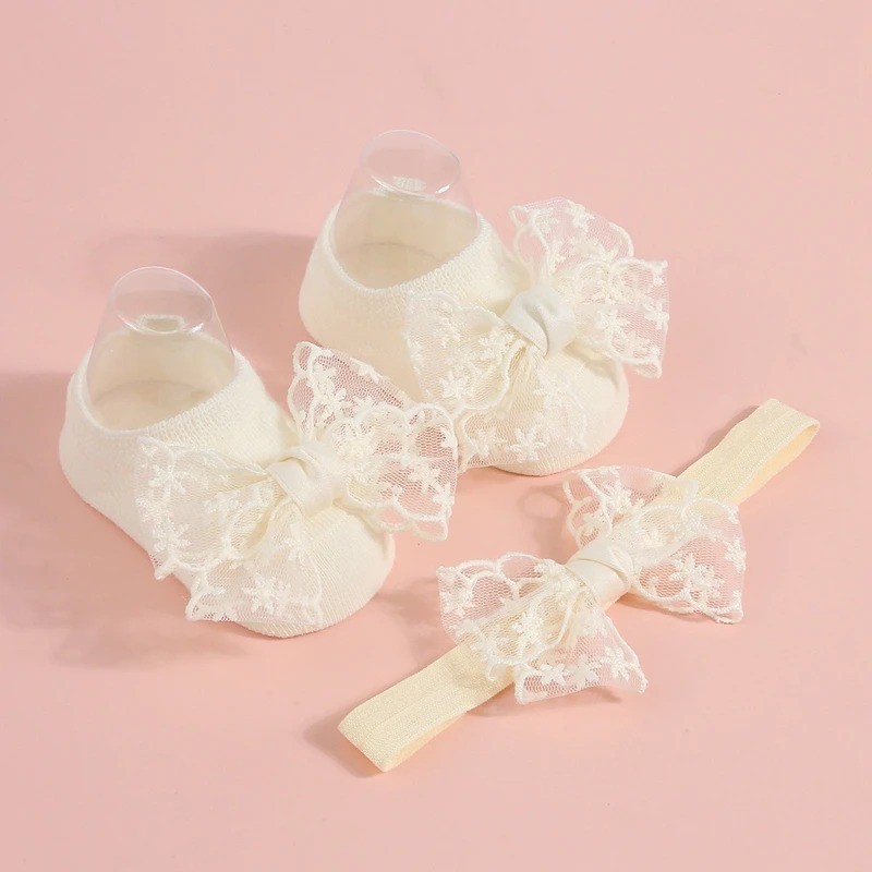 เด็กสาวน่ารักถุงเท้ากับชุดคาดศีรษะลูกไม้โบว์ถักเจ้าหญิงถุงเท้าสําหรับพรรค,งานแต่งงาน,เด็กอาบน้ํา - รูปที่ 5