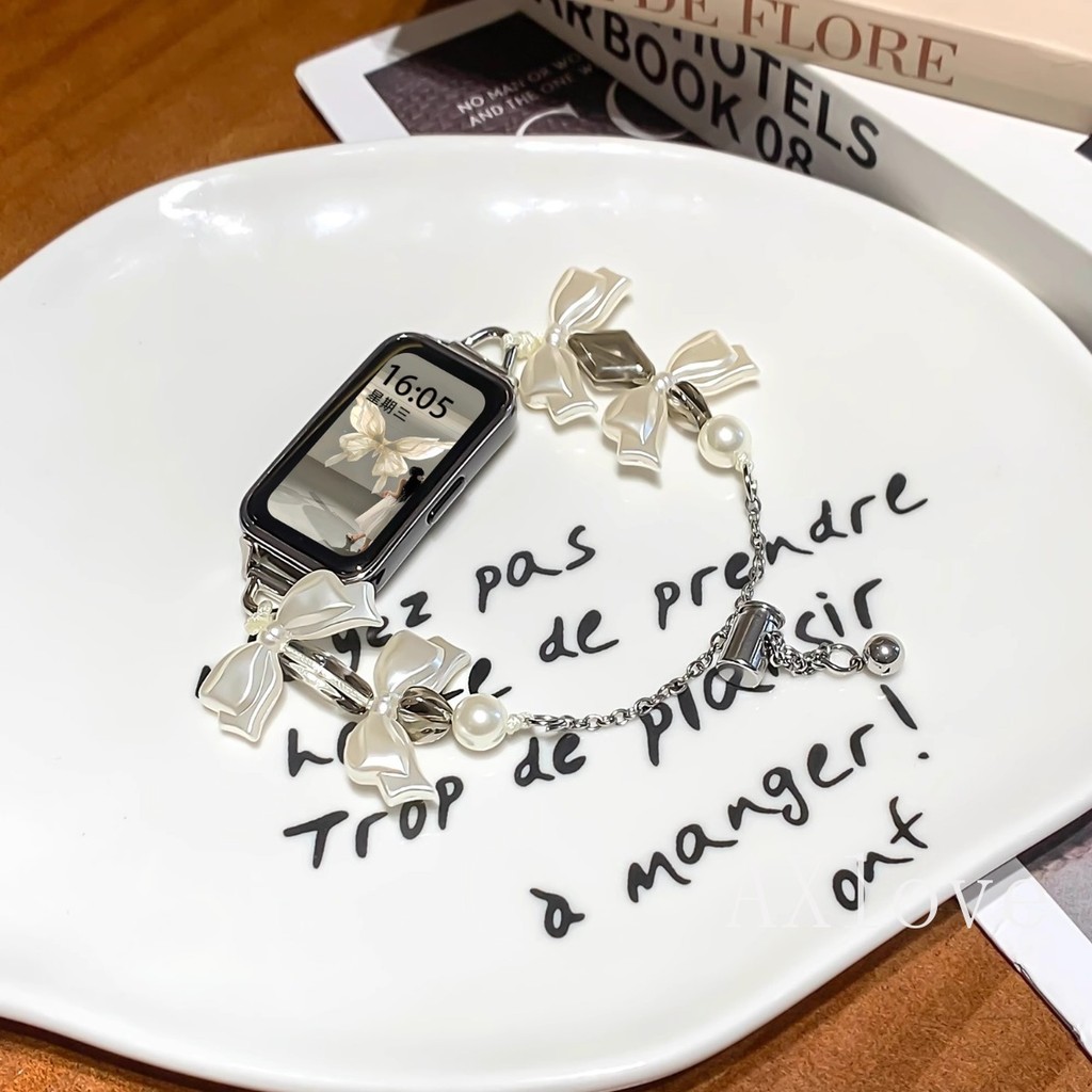 เหมาะสําหรับสายรัดข้อมือ Huawei Band 10 9 8 7 6 FIT 2 3 Bow Creative Beading สําหรับ Huawei Honor Band 9 7 6 สายนาฬิกา