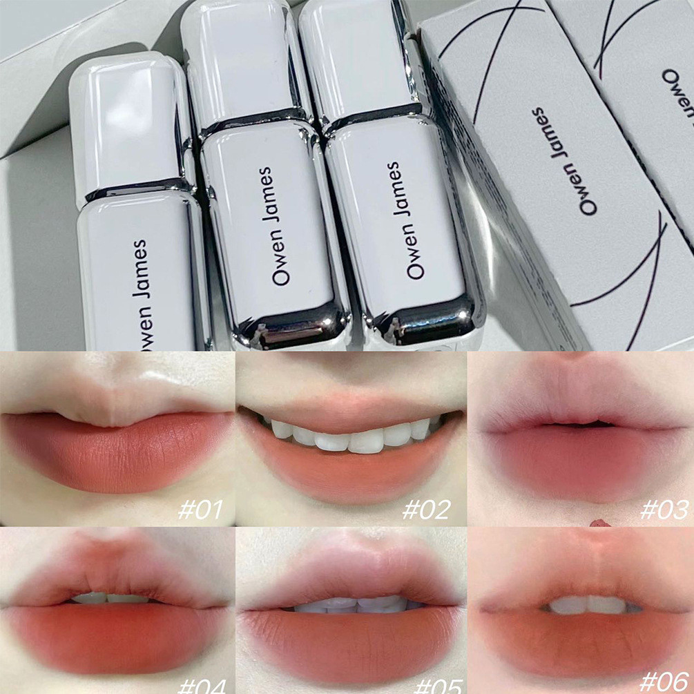 Owen James Luminous Lighting Lip Glaze แมตต์ฝ้ากํามะหยี่สีลิปสติกไม่หลุดง่าย