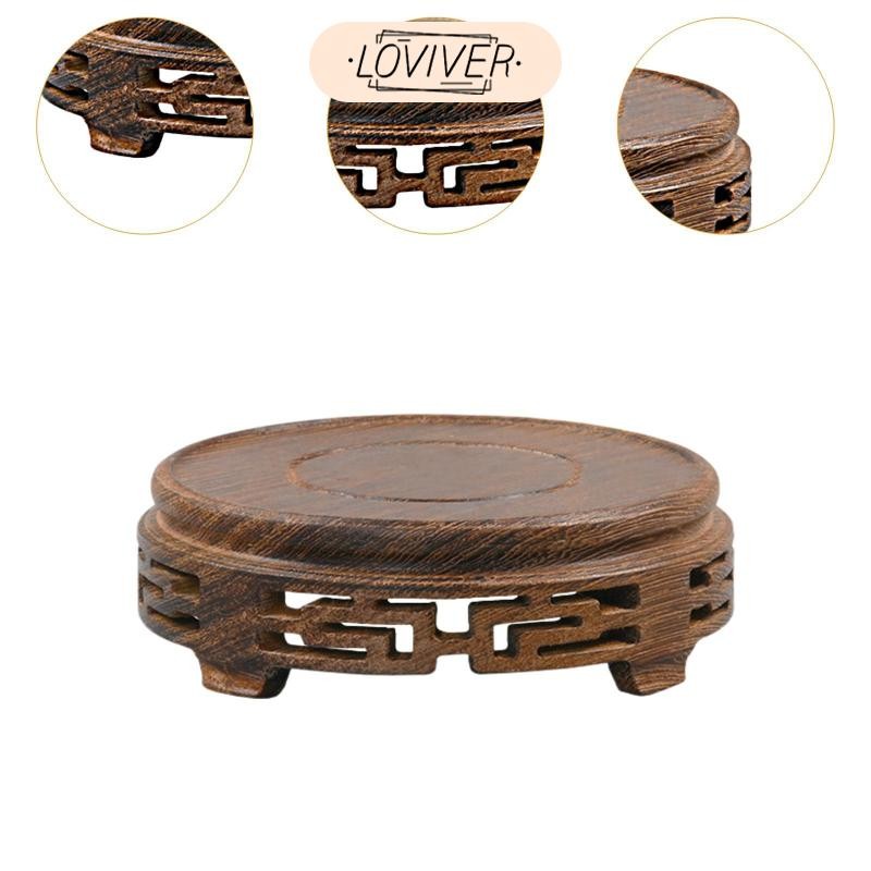 LOVIVER เครื่องประดับยืนแสดงรอบไม้ชาวไร่ยืนชามปลาแท่นกระถา รูปที่ 7