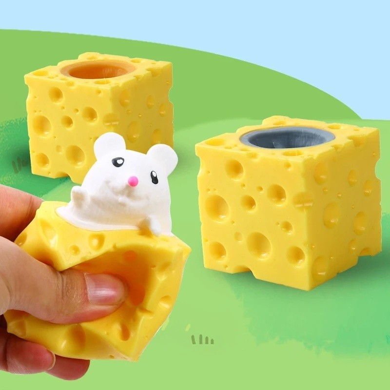 ตลกชีสบล็อกบีบของเล่นเด็กการ์ตูนน่ารักความเครียดบรรเทาของเล่น Decompression ชีสเมาส์ถ้วย Pop up เด็ก Anti-stress Sensory Fidget ของเล่นปัจจุบัน