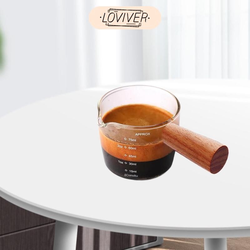 LOVIVER ความร้อน-resisting Espresso ถ้วยตวงไม้ Handle รูปที่ 6