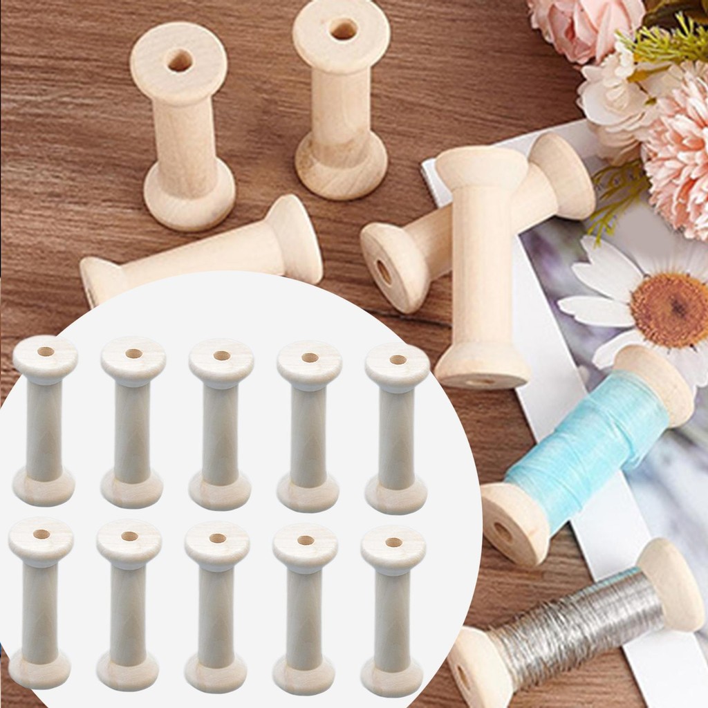 [gedonna] แกนไม้ที่ยังไม่เสร็จ 10 ชิ้น ไม้ แกนม้วนที่ว่างเปล่า ด้ายเย็บผ้าสะดวก