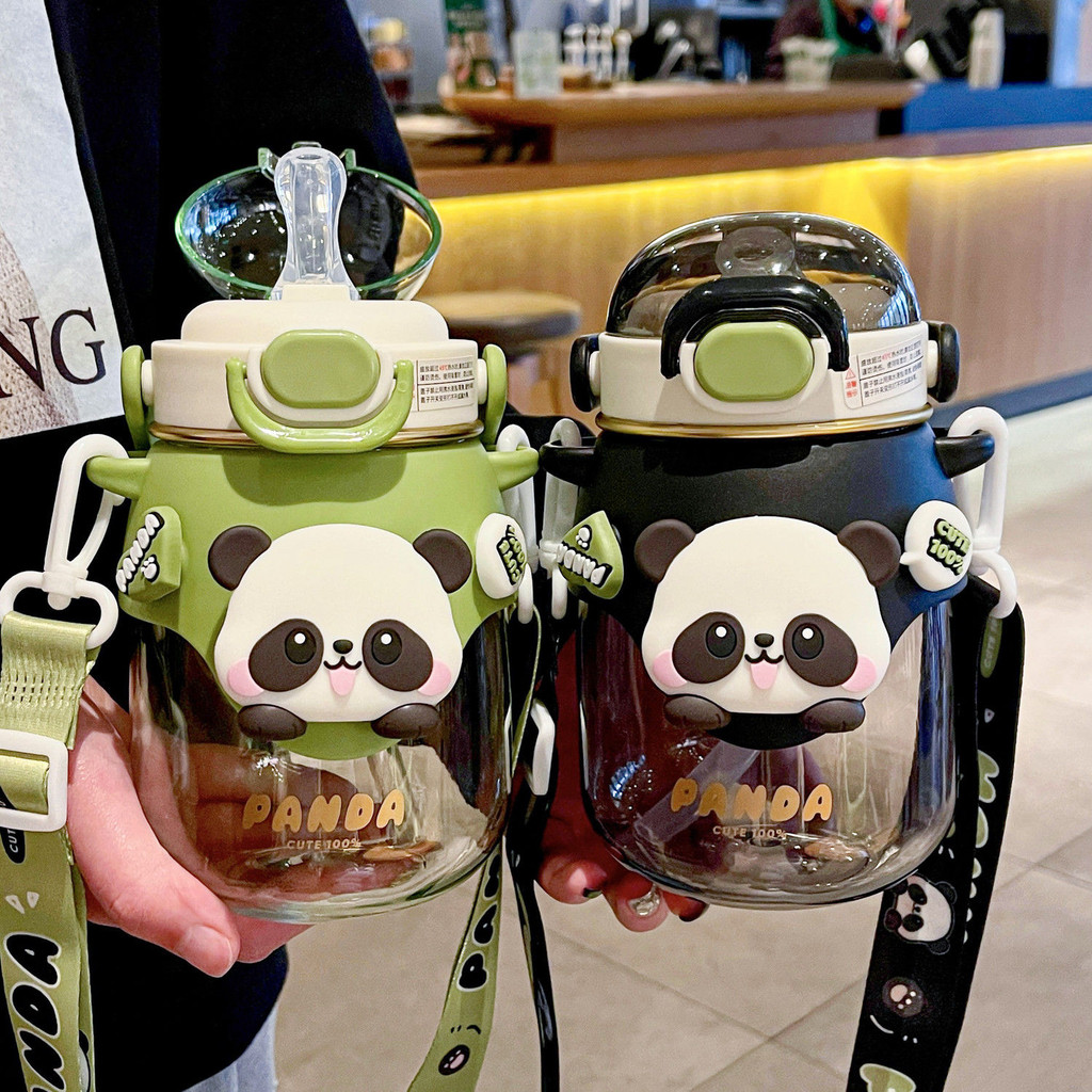 2431คนสรรเสริญถ้วยพลาสติกแพนด้ามูลค่าสูงความเห็น2431人好สูงคนดัง猫塑料杯便可爱儿童小水杯大容弹吸管杯3.8