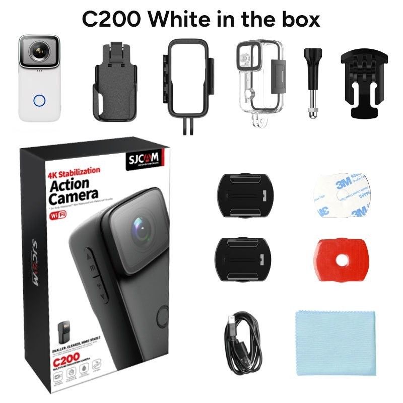 Sjcam C200/C200PRO 4K กล้องแอคชั่น WiFi ขนาดเล็ก พร้อมหน้าจอ IPS 1.28 นิ้ว ยาว 5 เมตร [iHaT143a]