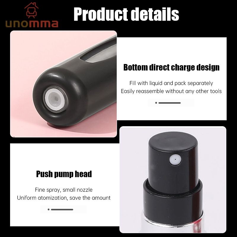 🎈ขวดเเบ่งน้ำหอมพกพา 5ml ปั้มเติมก้นขวด พกพาสะดวก รีฟิวง่ายสำหรับเดินทาง ใส่น้ำหอม เครื่องสำอางค์เหลว unomma - รูปที่ 5