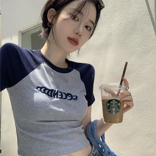 YY95 เสื้อยืดครอป สุดน่ารัก เเฟชั่นสไตล์เกาหลี เรียบง่าย สำหรับผู้หญิงใสๆ ใส่ได้ทุกแนว
