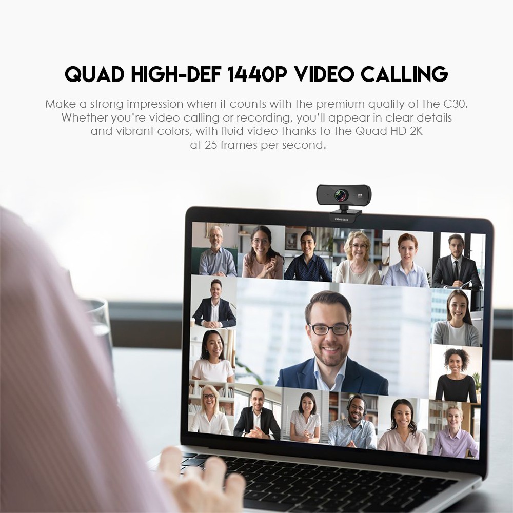 FANTECH WEBCAM LUMINOUS C30 1440P 2K QUAD HD USB Web Camera Webcam With Built-In Microphone