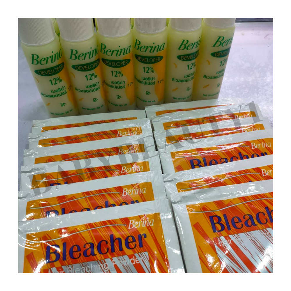 Berina hairbleaching ผงฟอกสีผมเบอริน่าบลีชเชอร์ 1โหล=12ชิ้น