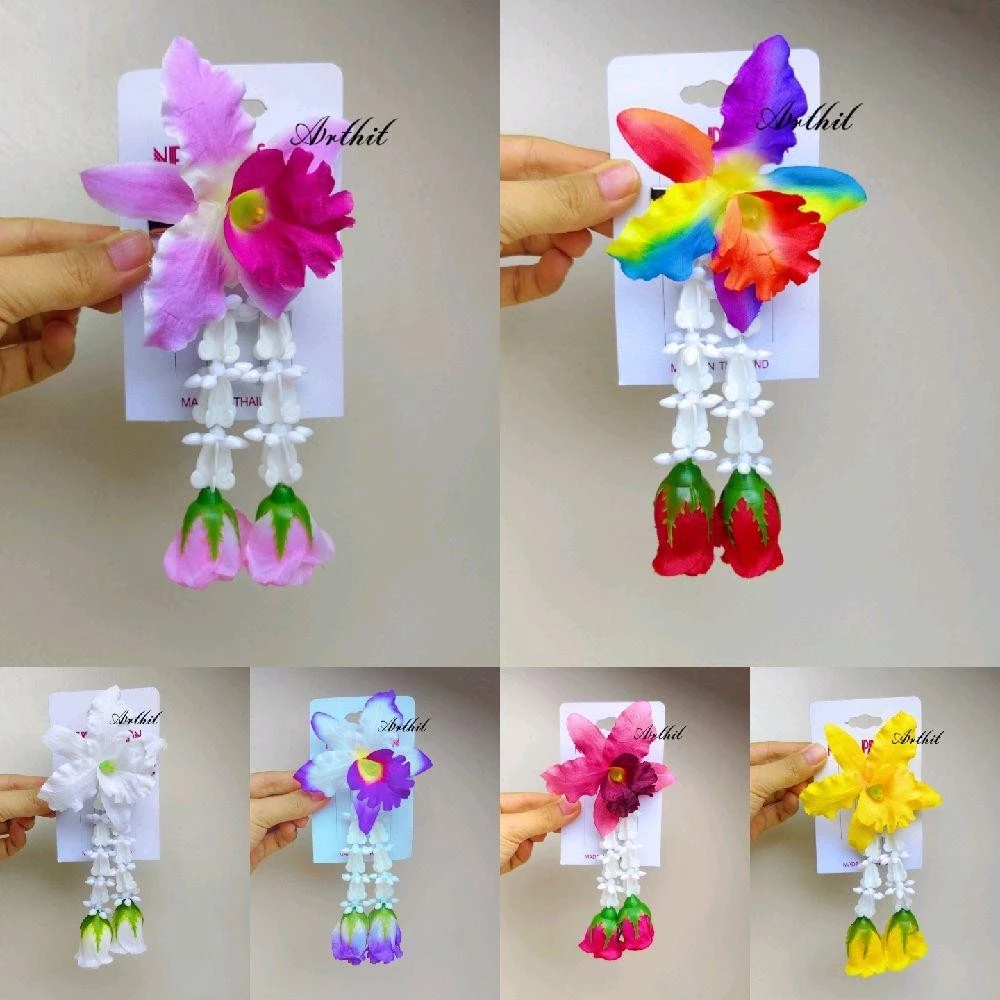 กิ๊บติดผมดอกกล้วยไม้ห้อยชายอุบะ กิ๊บดอกไม้ มีหลายสี