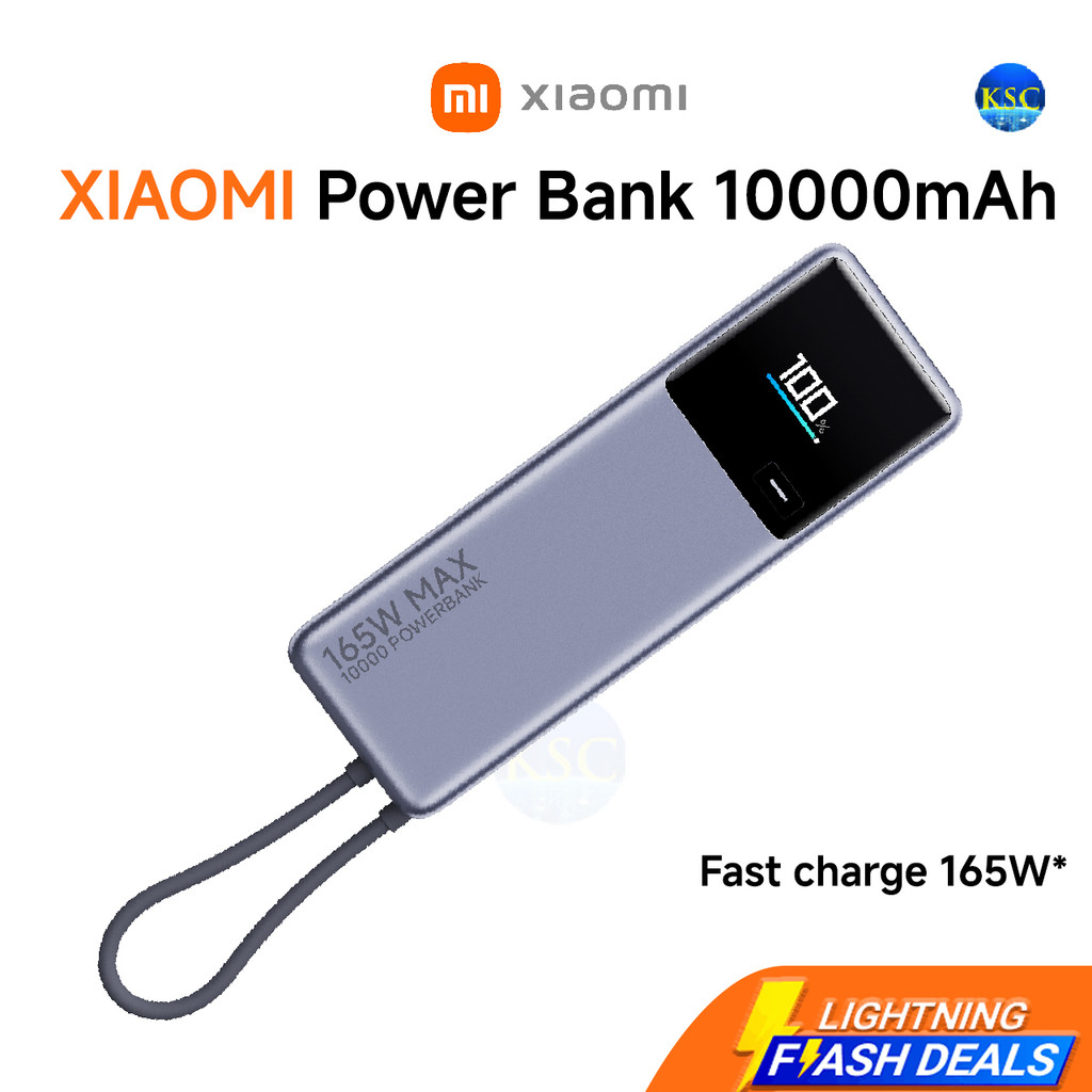 Xiaomi 165W Power Bank 10000mAh สายในตัว ไฟแรง ชาร์จเร็ว พกพาสะดวก ปรับกำลังไฟออโต้
