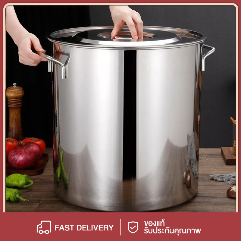 **ส่งจากกรุงเทพ**🔥หม้อ หม้อสตูว์ หม้อสแตนเลส หม้อทรงสูง หม้อสแตนเลสแท้ หม้อต้มสแตนเลสหนาใหญ่ หม้อทรงสูง หม้อน้ำซุป