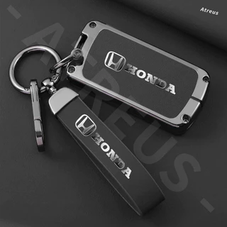 เคสกุญแจเหมาะสำหรับ Honda สีดำ พวงกุญแจ เคสป้องกันรอยกุญแจ หนังโลหะผสมสังกะสีฝาครอบ Full Wrap ฝาครอบ สำหรับ Honda civic 11th gen fd fc eg fk HRV Jazz City Mugen Fit Vezel Accord BRV WRV Stream