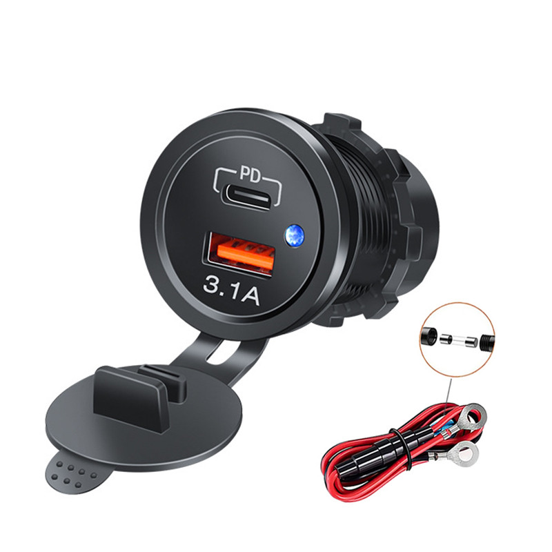 1 PC 2025 ใหม่ล่าสุดรถจักรยานยนต์ Car Charger ไฟ LED USB Type-C Charger Power Socket ไฟแช็กกันน้ําสําหรับรถบรรทุก ATV เรือ - รูปที่ 6