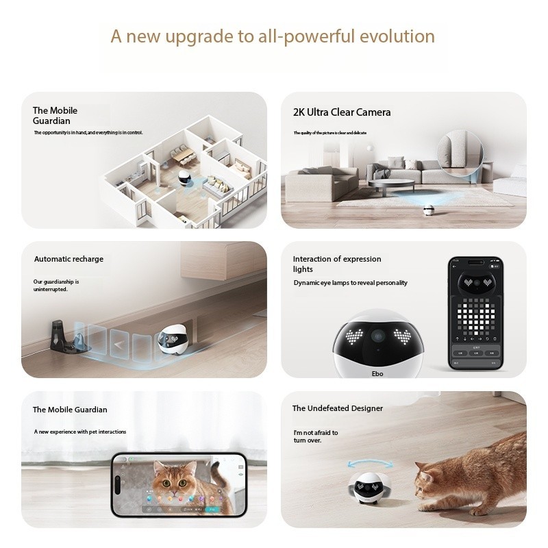 [ใน คลังสินค้า] EBO Air2 is a full-house mobile walking robot that monitors household electronics, cameras for bosses, boyfriends, girlfriends, pets, cats, wireless, plug-in remote control, companionship, and an intelligent camera head monitor