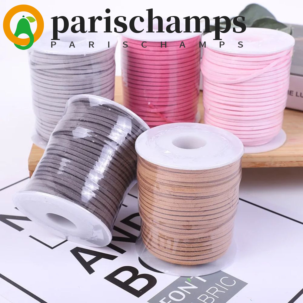 Parischamps เชือกกํามะหยี่หนัง, สายหนังกลับเทียม ด้ายม้วนหนัง, ริบบิ้นสายรัดกล่องของขวัญ 50 หลา แพคเกจวัสดุของขวัญทํามือ DIY