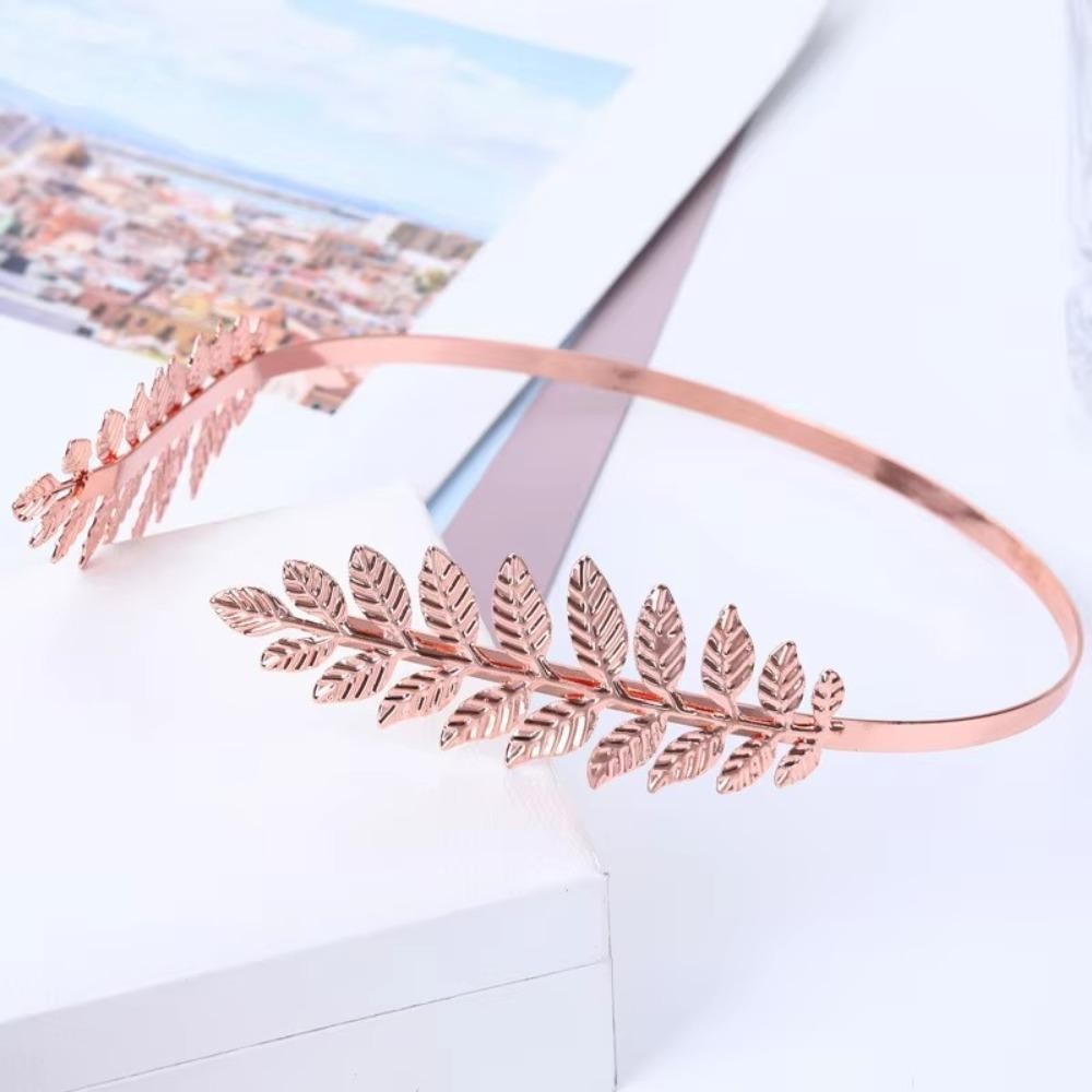 QINYUZ9 Headpieces งานแต่งงาน,ใบมะกอกอุปกรณ์เสริมผม Back-worn Leaf ที่คาดผมโลหะ,แฟชั่น Vintage Hair Band สําหรับผู้หญิง - รูปที่ 4