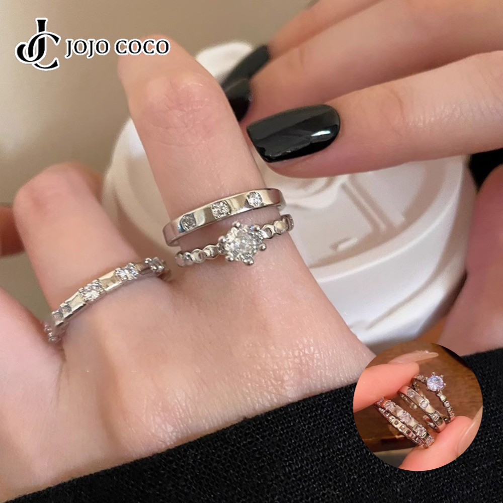 Jojo COCO Minimalist Chic Appeal สไตล์ร่วมสมัยพร้อมแหวนปรับได้ Zirconia อินเทรนด์