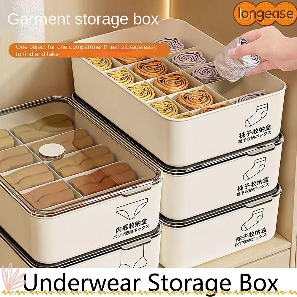 ลอง กางเกงชั้นในถุงเท้าออแกไนเซอร์,กันฝุ่นพร้อมฝาปิดกล่องเก็บชุดชั้นใน,การสั่งซื้อ10/15กริดมั่นคงซ้อนการจําแนกกล่องเก็บตู้เสื้อผ้าสํา
