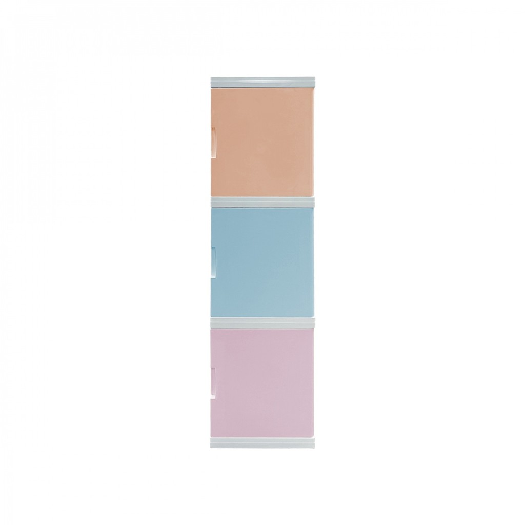 Lookpat_Mall GOME ตู้พลาสติกบานเปิดเดี่ยว 3 ชั้น 50x35x121 ซม. รุ่น Tower Box w5 สีพลาสเทล V2 ยอดขาย