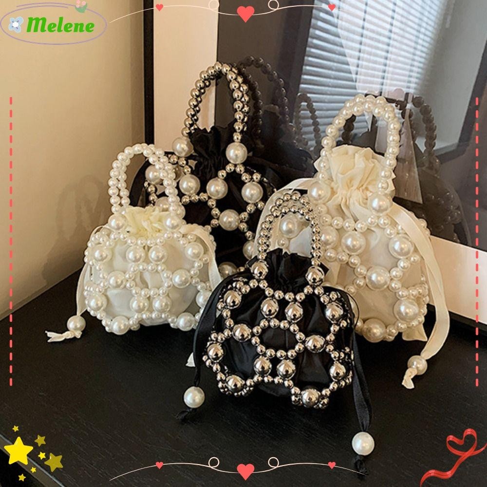 Melene กระเป๋าถือ กระเป๋าสะพายไหล่ สะพายข้าง ประดับไข่มุกเทียม ขนาดเล็ก คุณภาพสูง แฟชั่นฤดูใบไม้ผลิ และฤดูร้อน สําหรับสตรี