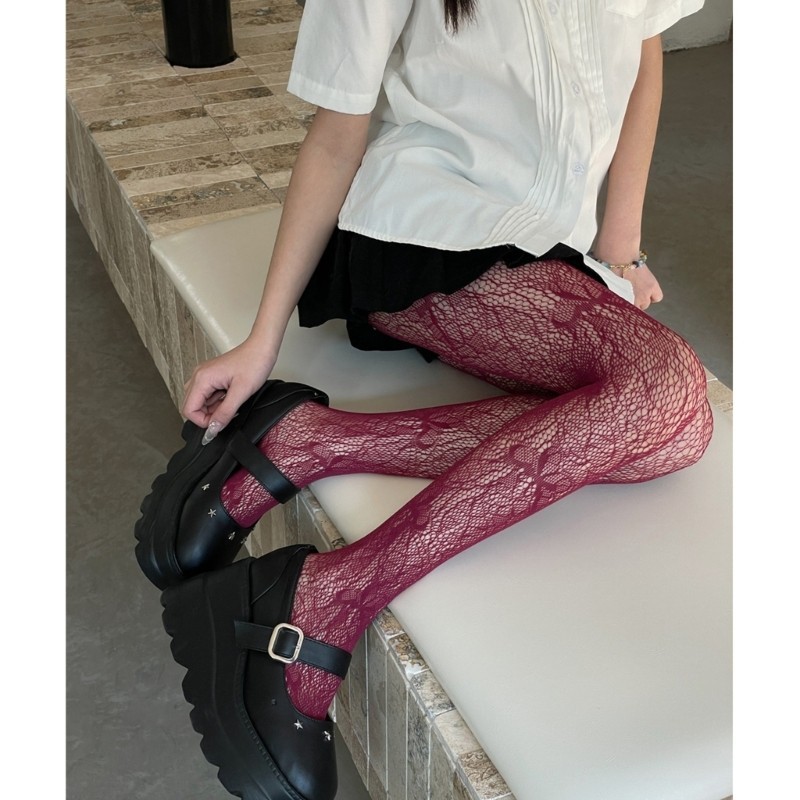 Wake ผู้หญิง Fishnet ตาข่ายสี Sheer Tights ถุงน่องความงาม Vintage ผีเสื้อ Jacquard รูปแบบ Pantyhose Legging