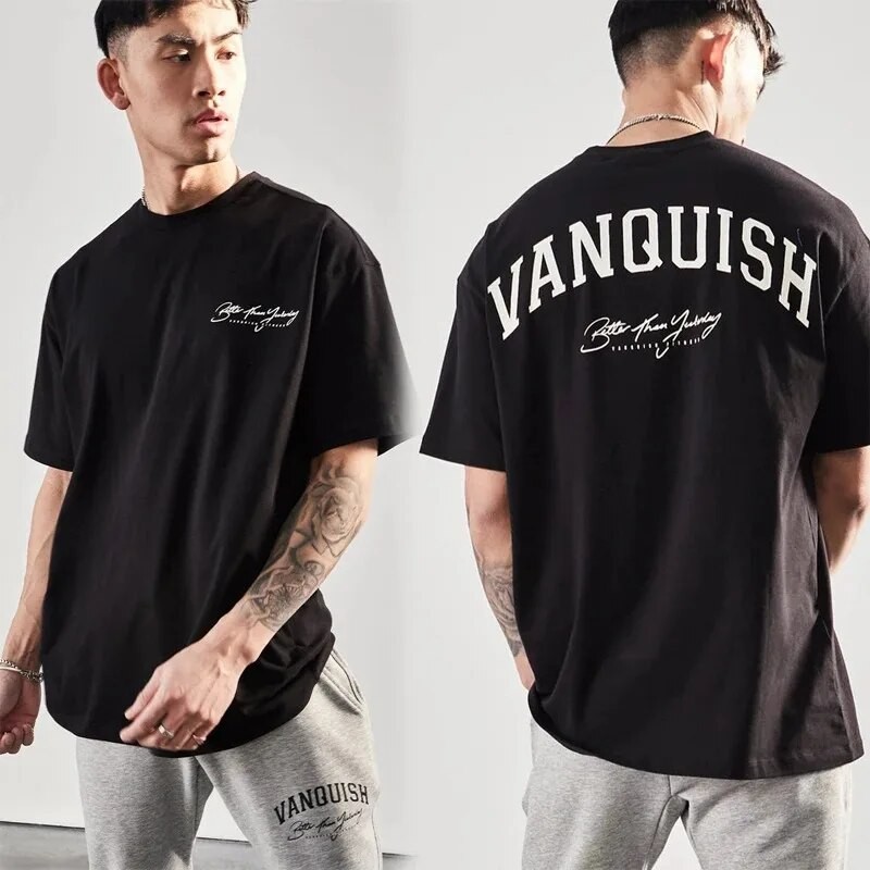 Summer Men Fashion Cotton T-Shirt Vanquish Tops Tees Male Casual Y2K O-Neck Clothing S-5XL