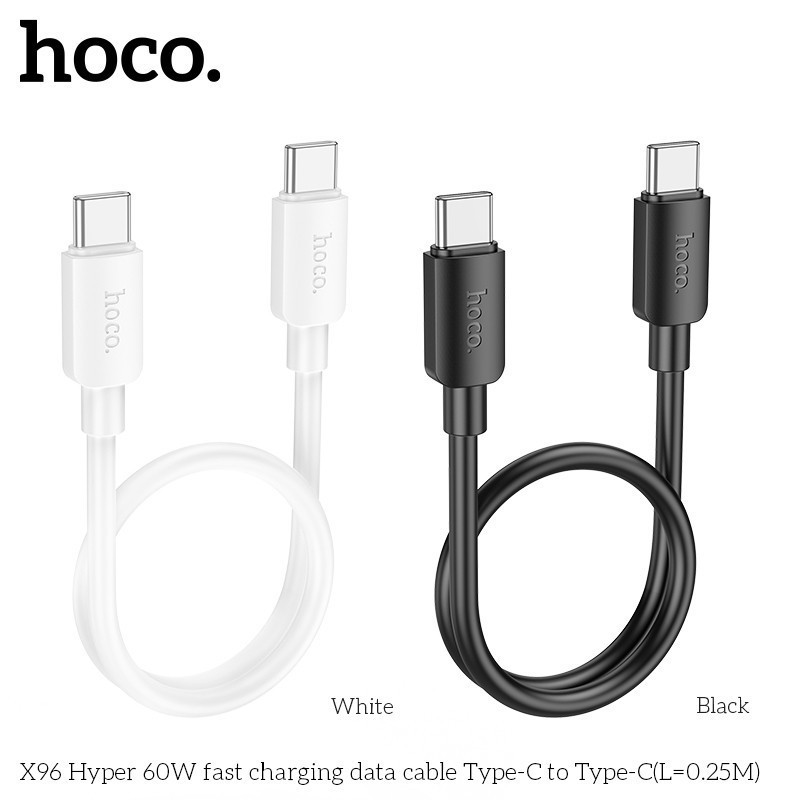 Hoco X96 สายชาร์จเร็ว แบบสายสั้น 25 ซม. สำหรับพกพา สำหรับ TC-TC 100W / Type-C 100W / PD 20W / iOS 2.4a สายชาร์จ .hc1