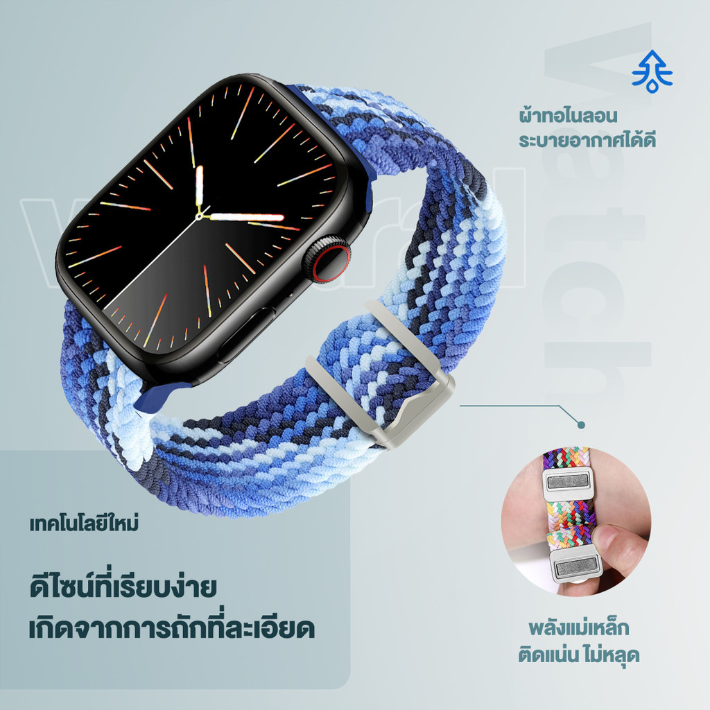 สายนาฬิกาข้อมือ ไนล่อนถัก ปรับได้สําหรับแบบใส สองสี สําหรับ 49 45 44 42 41 40 38 มม. 7 6 5 4