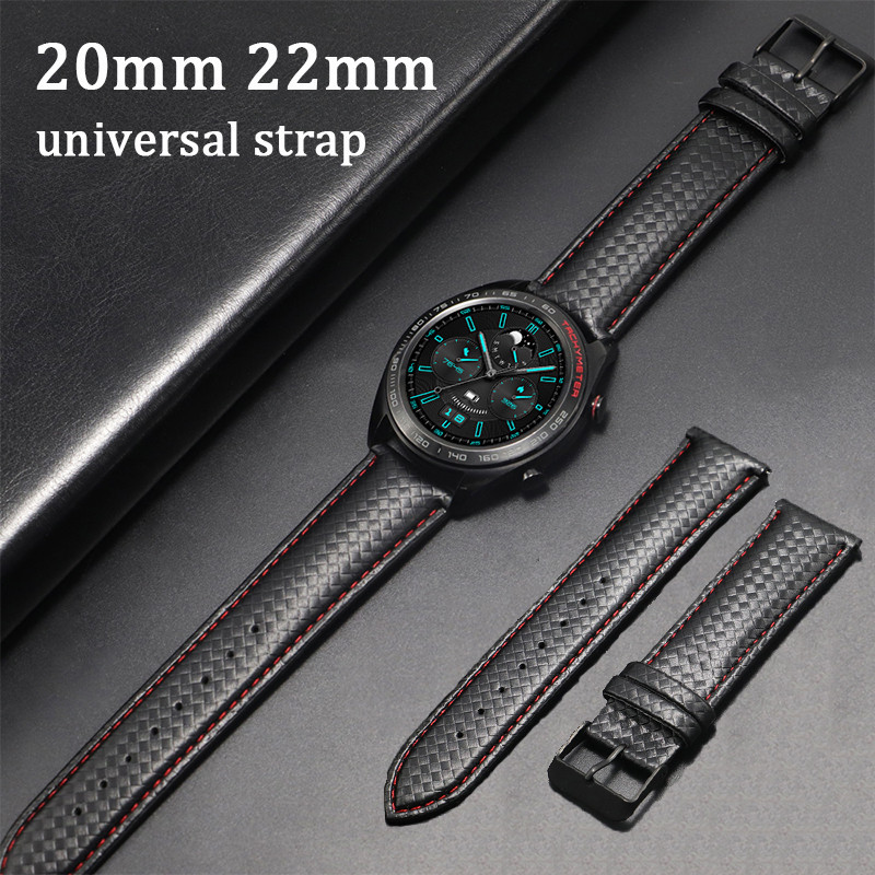 สายนาฬิกาข้อมือหนัง คาร์บอนไฟเบอร์ ปลดเร็ว 20 มม. 22 มม. สําหรับ Samsung Watch 3 41 45 มม. Galaxy Watch 42 มม. 46 มม. Active 2 40 มม. 44 มม. Amazfit GTR 42 มม.