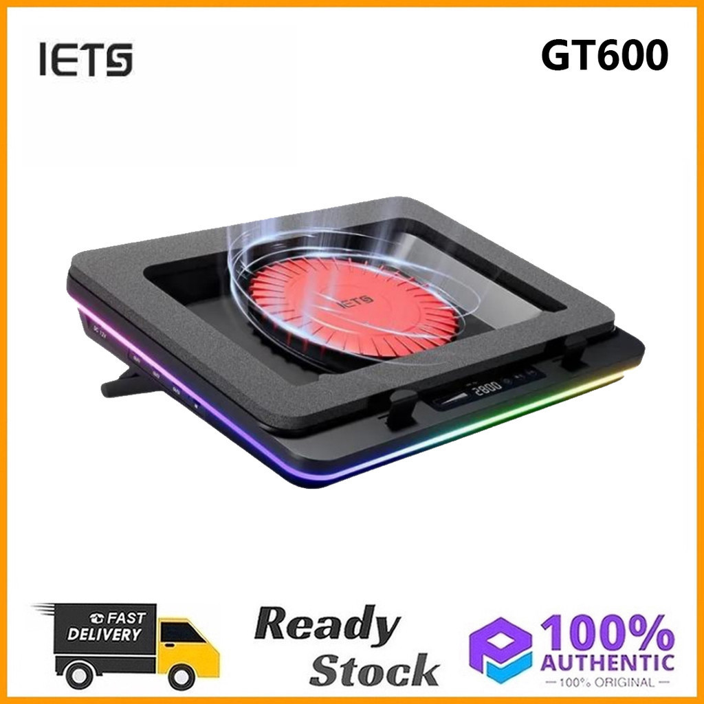 IETS GT600 แผ่นระบายความร้อน พร้อมไฟ RGB สําหรับพัดลมระบายความร้อนแล็ปท็อป 14-19 นิ้ว