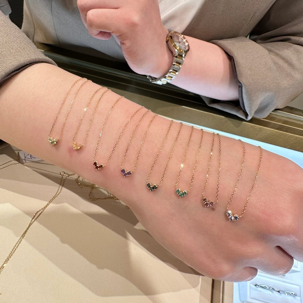 Venorix เงินแท้925 เคลือบทอง14K สร้อยคอหัวใจสองด้าน พลอยประจำเดือน12สี เลือกได้ ปรับ40-45ซม.