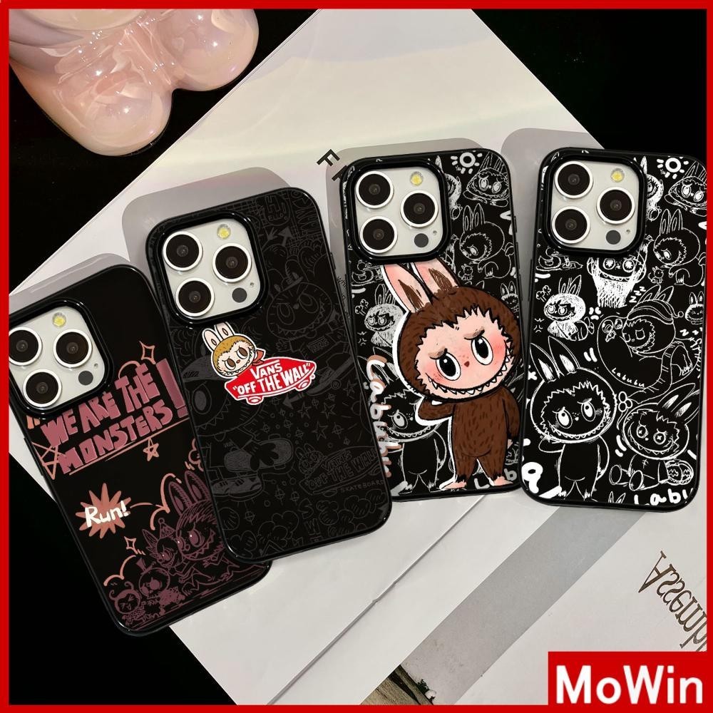 Mowin - สำหรับ iPhone 15 Pro Max เคส ไอโฟน สีดำมัน TPU ซอฟท์เคส กันกระแทกกล้องป้องกัน LABUBU ตุ๊กตาตลก เข้ากันได้กับ iPhone 14 13 12 Pro Max 11 XR XS Max 7 8 Plus