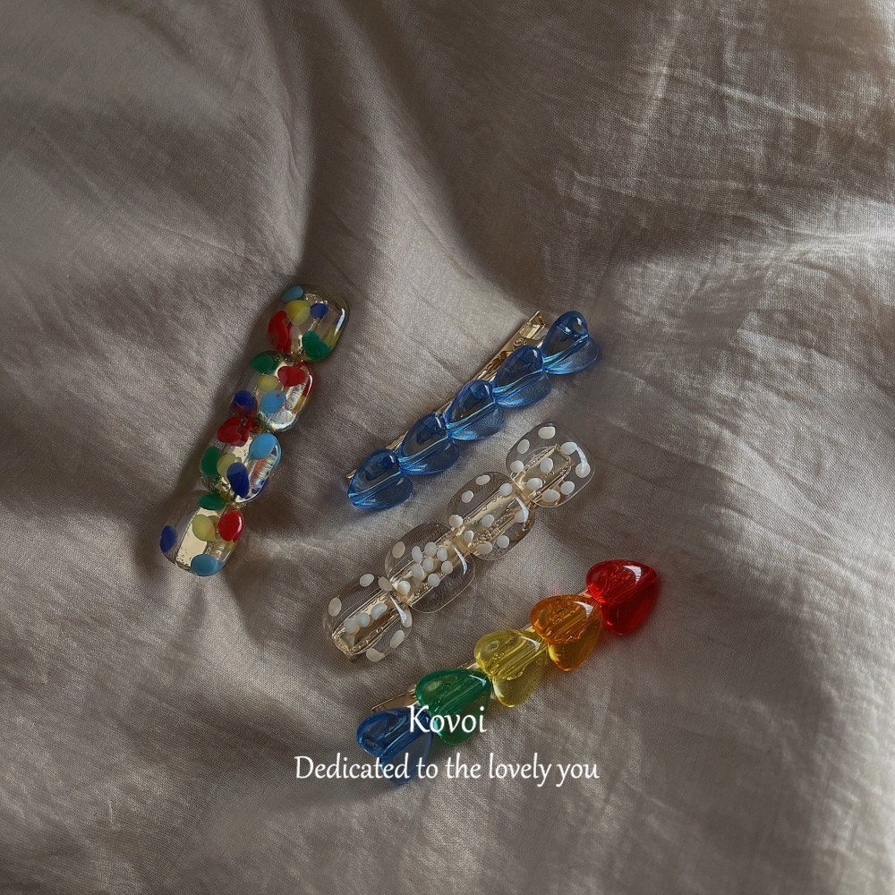 Kovoi กิ๊บติดผมหน้าม้า ลายจุด เป็ด สีสันสดใส สําหรับผู้หญิง 2 ชิ้น