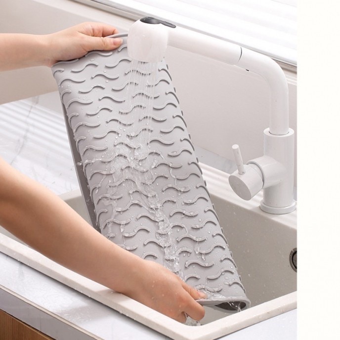 [60 * 70 ซม.] แผ่นซิลิโคนฉนวนกันความร้อน ขนาดใหญ่ แผ่นระบายน้ํา แผ่นรองหม้อ แผ่นกันลื่น แผ่นรองชามซุป แผ่นกันลื่น โต๊ะฉนวนกันความร้อน การออกแบบท่อระบายน้ําหนา เขียงอเนกประสงค์ - รูปที่ 5