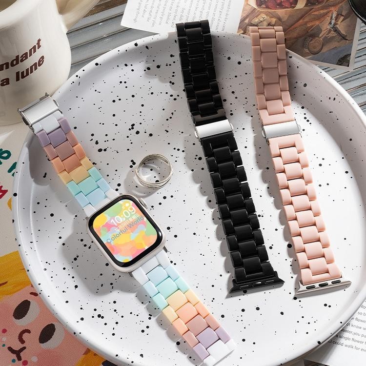 ใหม่สายเรซิ่นสีลูกกวาดสำหรับ Apple Watch ULTRA 2 49มม. 45มม. 41มม. 40มม. 44 มม.นาฬิกาผู ้ หญิงสร ้ างสรรค ์ สายรัดข ้ อมือกีฬาน ่ ารักสําหรับ iWatch Series 9 8 7 6 5 4 3 SE2 สําหรับ Apple