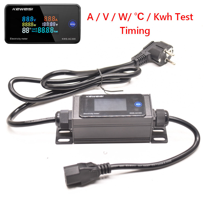 โวลต์มิเตอร์แบบดิจิตอลแอมป์มิเตอร์ Kwh Power Energy Meter Tester EU/UK/US//AU/C14 ปลั๊ก C13 หญิง 2 M ความยาว Wattmeter ไฟฟ้าเมตร