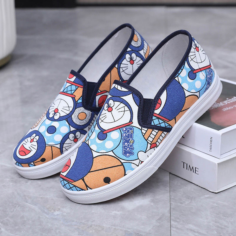 Featured Hot Sale#Graffiti Canvas Shoes Women's Korean-Style Low-Top Cute Comfortable Breathable Cartoon Casual Shoes Women's Slip-on Student Board Shoes Women4.23LNN