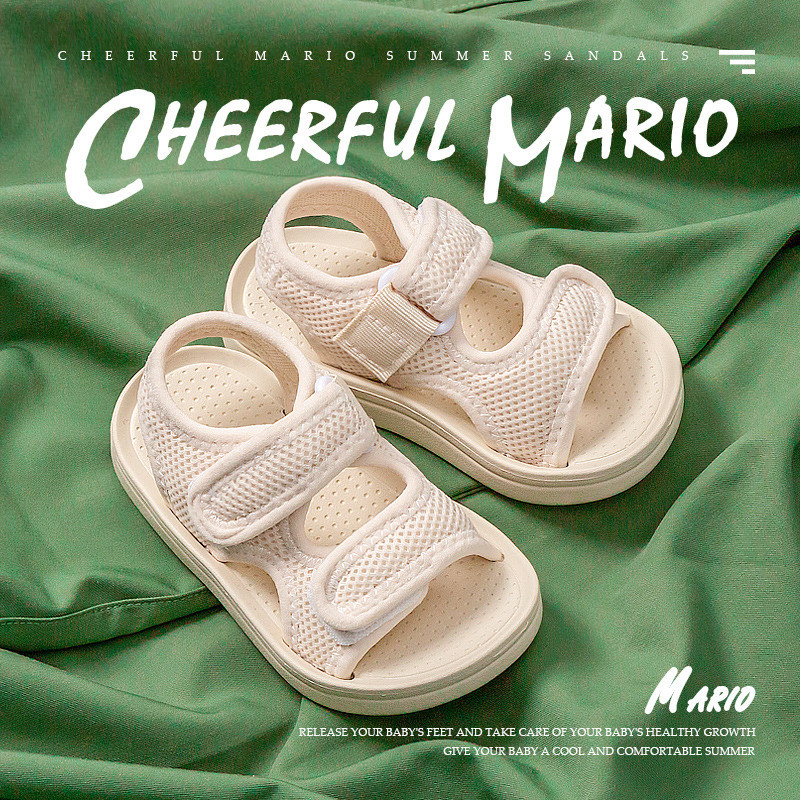 Cheerful Mario รองเท้ารัดส้นเด็ก ตีนตุ๊กแกระบายอากาศกันลื่น รองเท้ารัดเด็กโต
