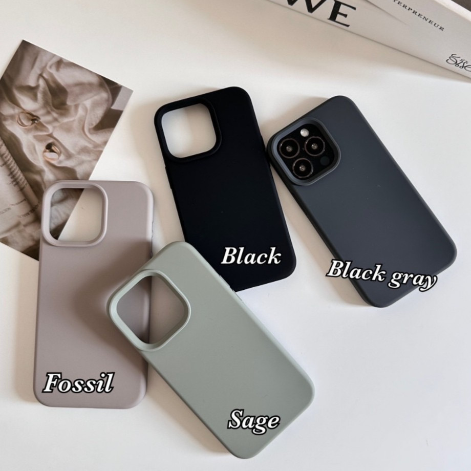 เคสสีพื้น กำมะหยี่ โลโก้ สำหรับรุ่น i11 12 13 14 15 7plus x/xs/xr/xsmax i6/7/8 i15promax เคสซิลิโคน ลบรอยเปื้อนได้