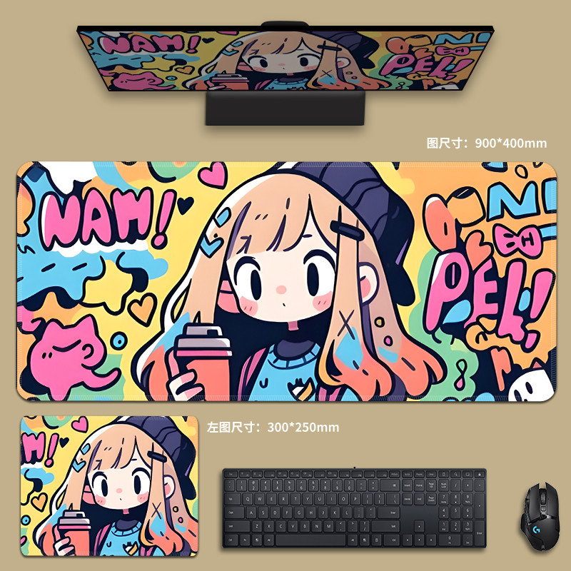 แผ ่ นรองเมาส ์ ขนาดใหญ ่ Graffiti Girl แป ้ นพิมพ ์ Pad Cool หอพักสํานักงานแผ ่ นรองเมาส ์ แผ ่ นรองโต ๊ ะ