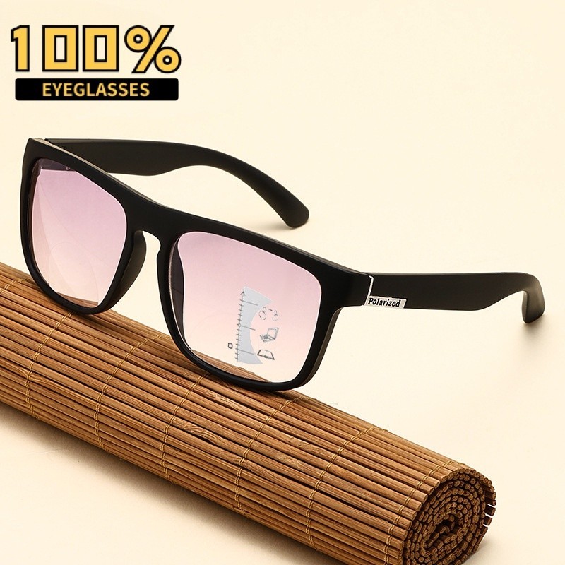 Double Vista Reading Eye แว่นตาสําหรับชายเกรด Progressive สีเทาสีน้ําตาลเลนส์อุปกรณ์เสริมกลางแจ้ง UV Protection แว่นตาสายตายาวใกล้และ Far ขับรถป้องกันรังสี XG643