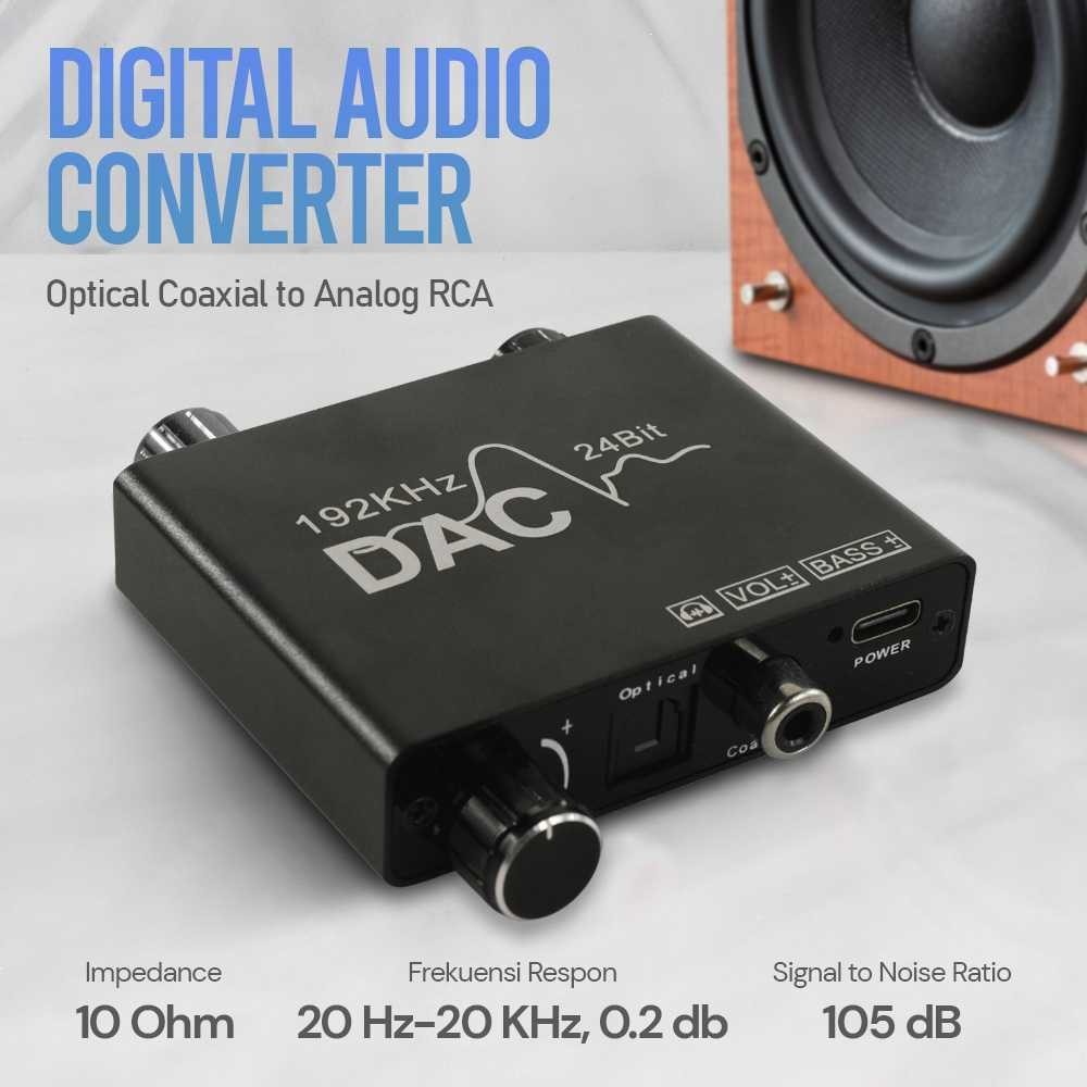 Aukuk Digital Audio Converter DAC Optical Coaxial เป ็ น Analog RCA - AU340 - Tinari