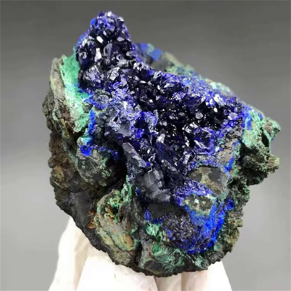 Natural Azurite Malachite Geode Quartz  Crystal Geode Cluster Mineral Specimen Teaching Research Rei