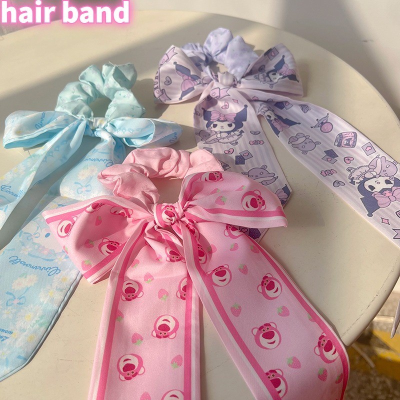 Sanrio น ่ ารัก Hairband Kawaii Kuromi Melody Cinnamoroll การ ์ ตูนริบบิ ้ นผู ้ หญิงหวานผีเสื ้ อ Knot Hairband ริบบิ ้ น Headwear สาวของขวัญ